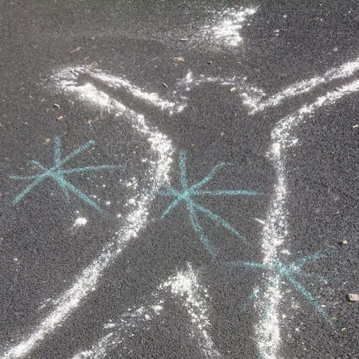 Body outlined with flour
